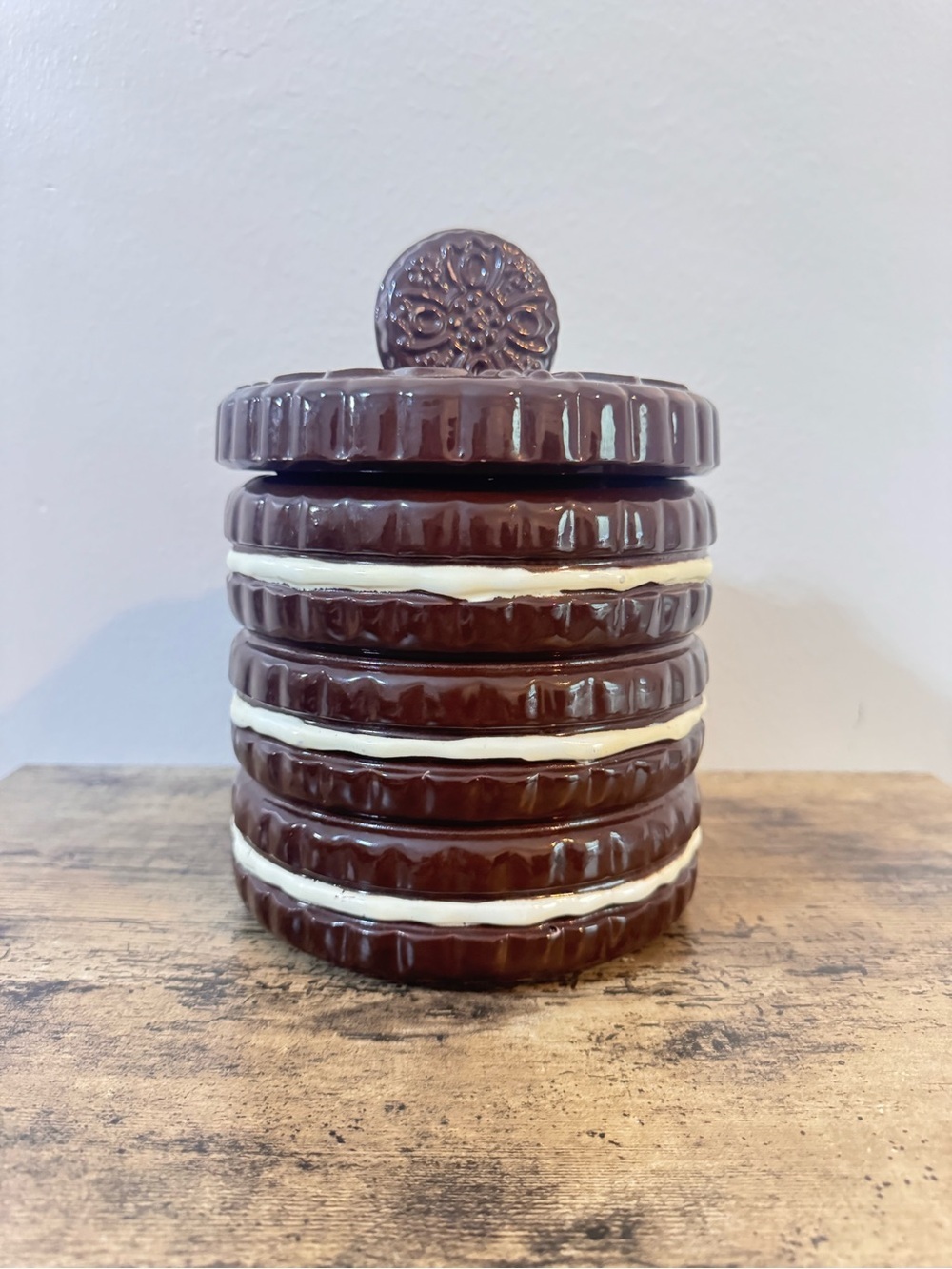 Cookie Stack Ceramic Canister - Chocolate Brown - Picture 3 of 10